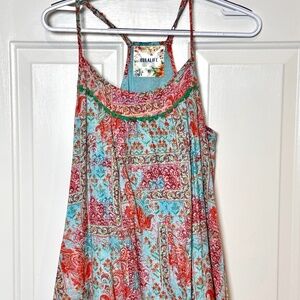 Lulalife Boho Flowy Summer Cotton Sundress, EUC, Size XS Loose Fit